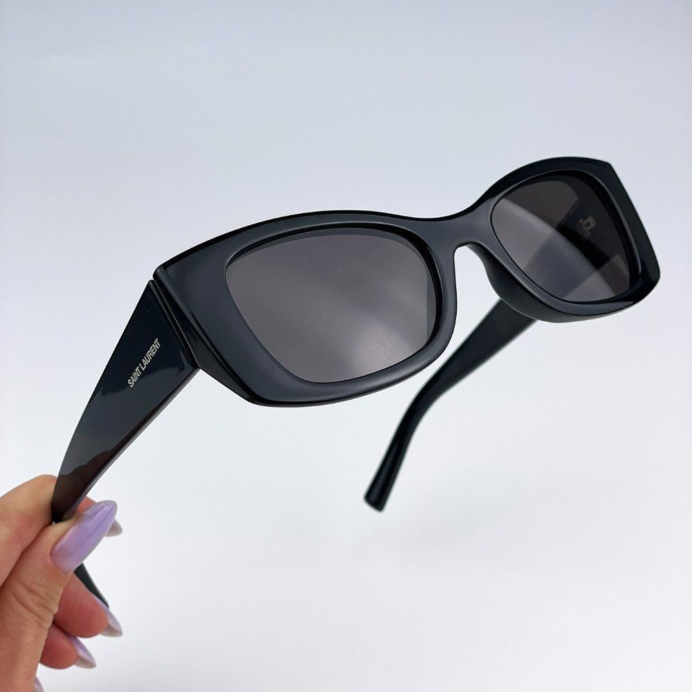 Saint Laurent SL593 001 Sunglasses Black Square Unisex